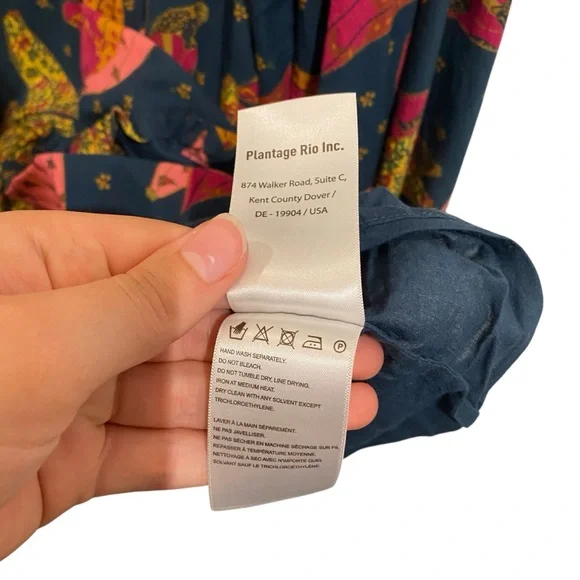 Farm Rio Patchwork Bananas Cotton Balloon Sleeve Ruffle Yoke Mini Trapeze Dress